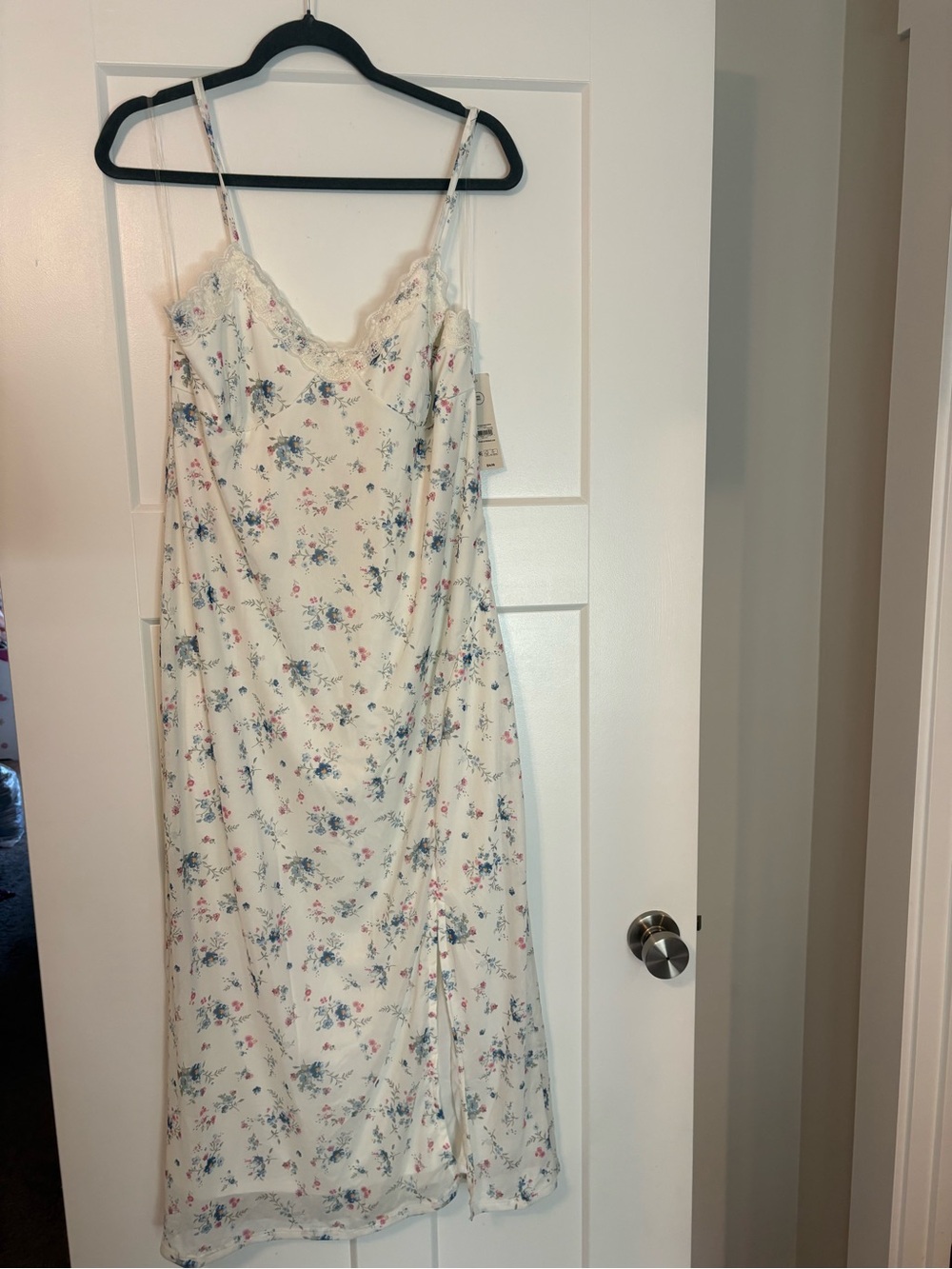 No Boundaries White Floral Lace-Trim Maxi Dress